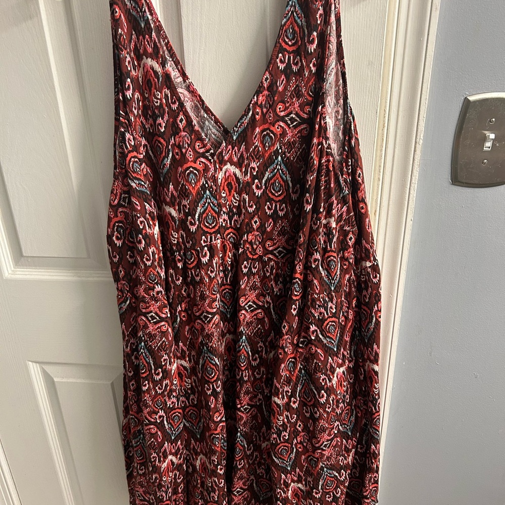 Bohemian Red and Black Sleeveless Dress